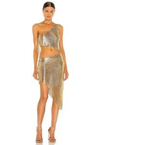 NEW Size M Bronx and Banco Xenia One Shoulder Dress in Gold REVOLVE MSRP $750
